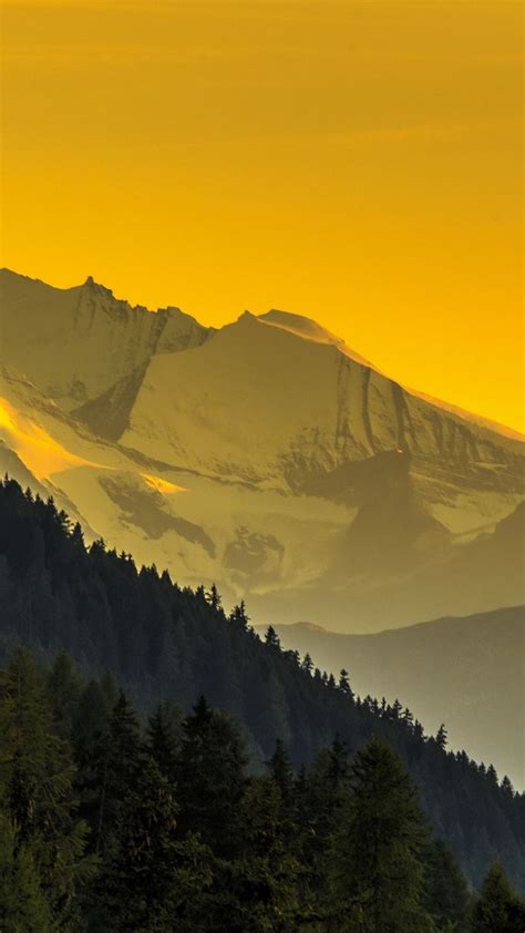 Mountains Horizon Dawn Sunrise Yellow Sky Nature 720x1280 Wallpaper