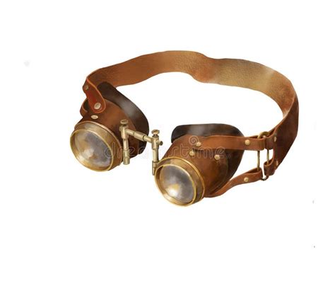 Vintage Leather Pilot Goggles Retro Steampunk Watercolor