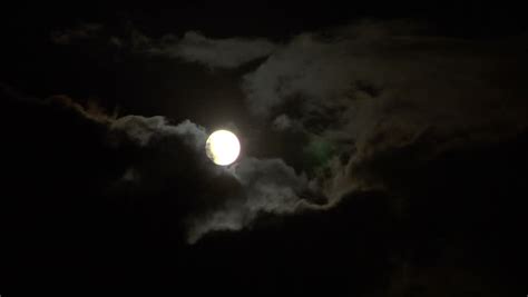 Full Glowing Moon On Cloudy Foggy Night Sky Time Lapse Stock Footage