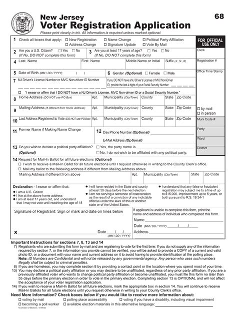 Free New Jersey Voter Registration Form - Register to Vote in NJ - PDF ...