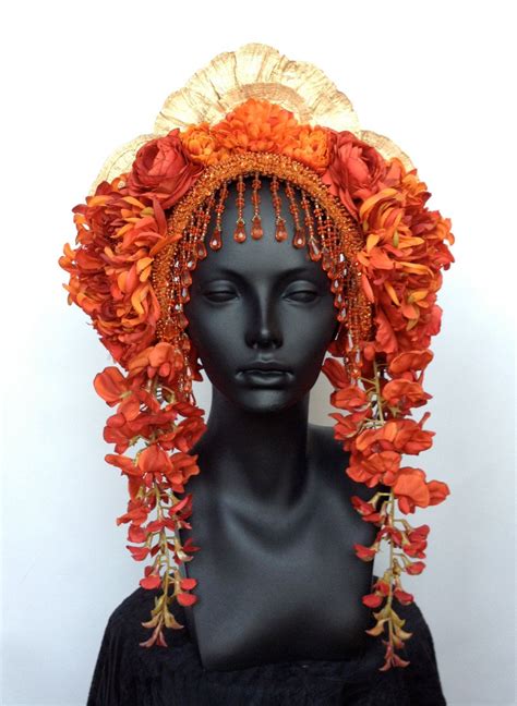 Made To Order Flower Headdress With Beaded Trim Via Etsy Flower Headdress Headdress Headpiece
