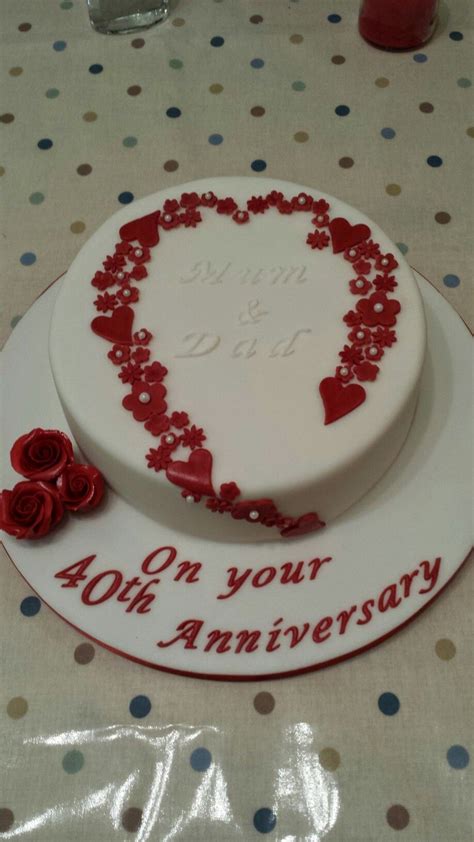 40th Wedding Anniversary Cake For My Parents Anniversary Cake