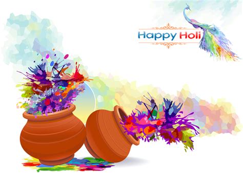 Happy Holi Festival With Color Background Vector 06 Free Download