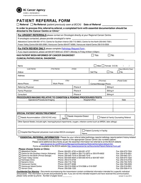 Printable Referal Forms Printable Forms Free Online