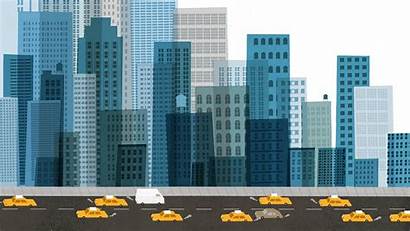 Street Busy Digital Cartoon Wallpapers Backgrounds Taxi