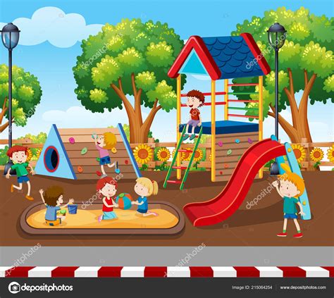 Children Playing Playground Illustration Stock Illustration By