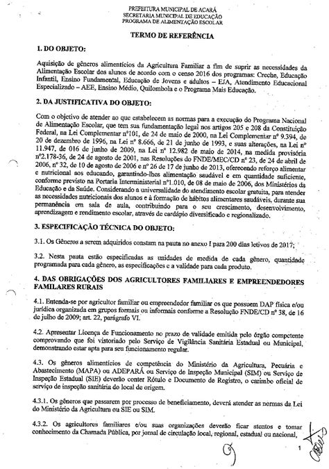 Termo De ReferÊncia Prefeitura Municipal De Acará