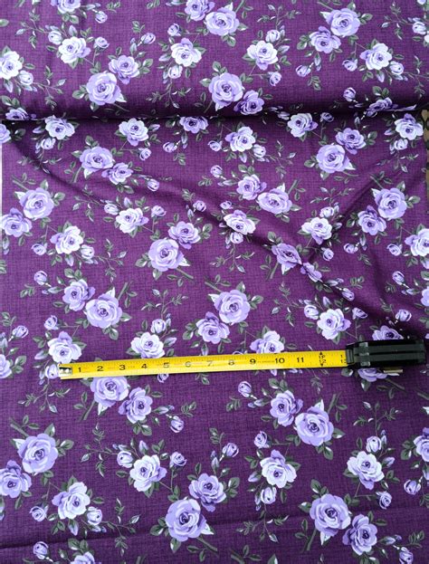 Purple Floral Fabric Roses Quilt Fabric Purple Roses Fabric Purple