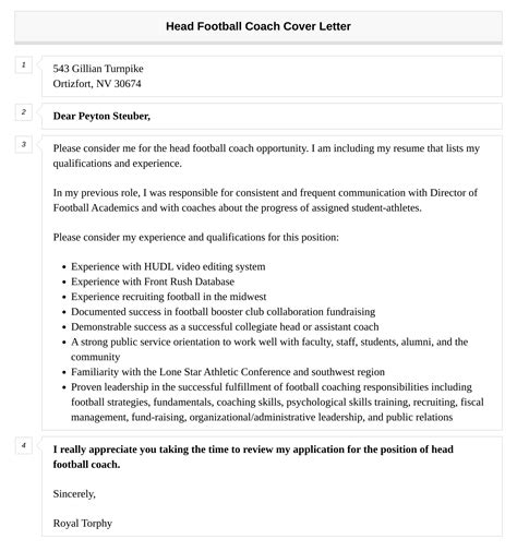 Head Football Coach Cover Letter Velvet Jobs
