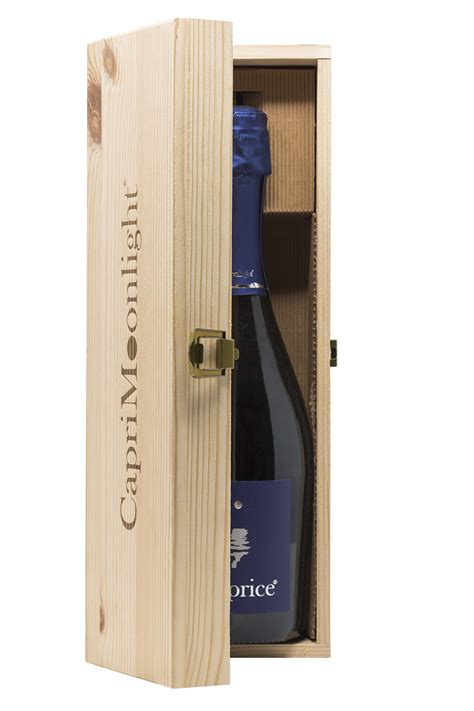 Wooden Box 1 Bottle Caprice Brut Capri Moonlight Wine Company