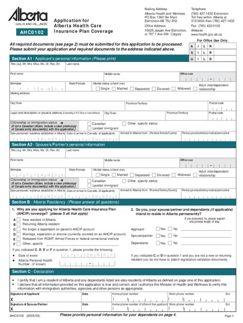 Alberta Health Card Application 2005 2024 Form Fill Out And Sign