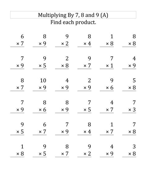 3rd Grade Free Printable Multiplication Worksheets