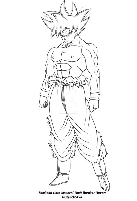 Clip arts related to : SonGoku Ultra Instinct/ Limit Breaker Lineart by ...