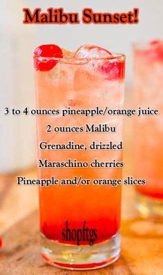 Mixed drink recipe from cocktail builder. Follow our "DrinKs for a BuZz..." Board!!! Malibu Sunset ...
