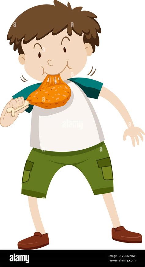 Little Boy Eating Chicken Stock Vector Image And Art Alamy