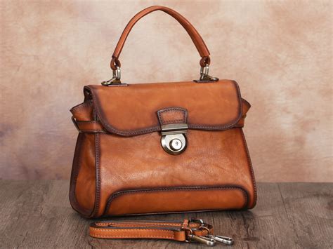 Genuine Leather Crossbody Handbags Purses For Women Vintage Etsy