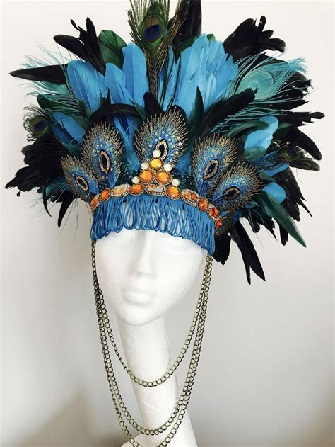 luxury peacock feather festival headdress peacock feather headdress carnival headdress boh