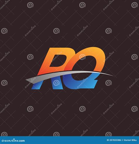 Initial Letter Rq Logotype Company Name Colored Orange And Blue And