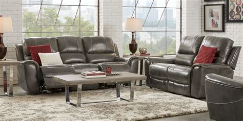 Lanzo Gray Leather 3 Pc Living Room With Reclining Sofa Rooms To Go