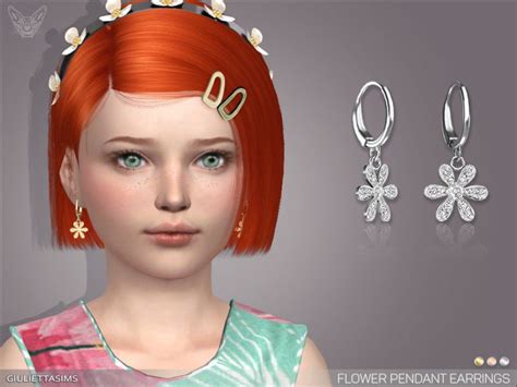 Flower Pendant Earrings For Kids The Sims 4 Catalog