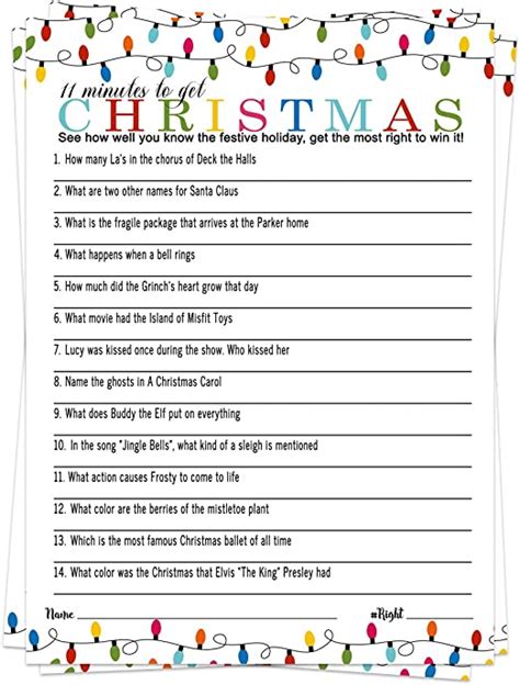Festive Christmas Trivia Game Cards 25 Pack Holiday Party Supplies