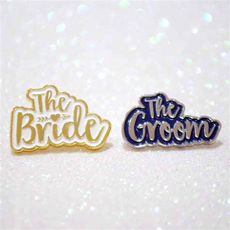 The Bride And The Groom Wedding Enamel Pin Badge T Set Hen Party