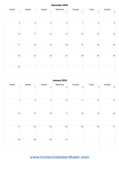 December Jan 2024 Calendar Afton Ardenia
