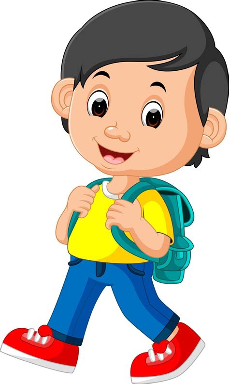 Cute Boy With Backpack Cartoon 8021624 Vector Art At Vecteezy