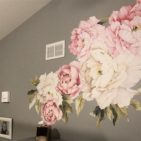 Large Peony Wall Decal Set Of 6 Flower Wall Decals Peel Etsy In 2021