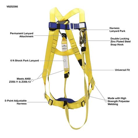 Peakworks Fall Protection V8252366 Oshaansi Compliant Safety Harness