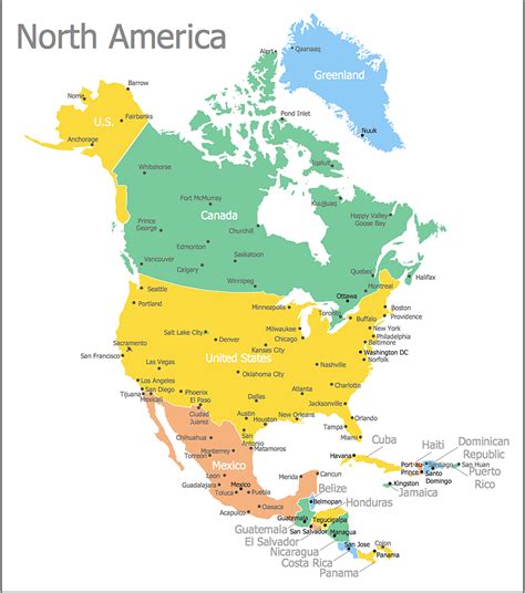 Free Printable Map Of North America
