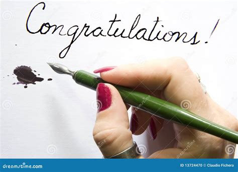 Hand Writing Congratulations Stock Photo Image Of Signing Copy 13724470