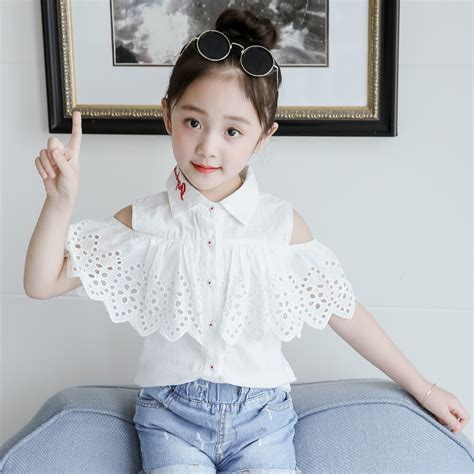 Kids Blouse Girl Cotton White Blouses For Girls 2018 Fashion Autumn