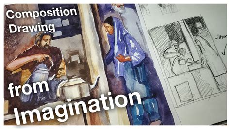 How To Draw Figure Composition In Watercolor Tea Stall Painting Bfa