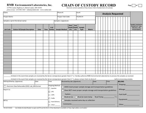 Free Printable Chain Of Custody Form Save The Papers Or Print