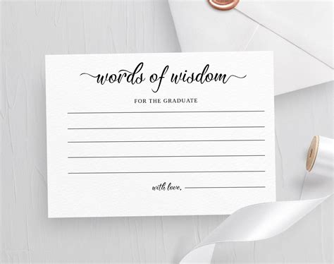 Graduation Words Of Wisdom Cards Printable Editable Instant Download