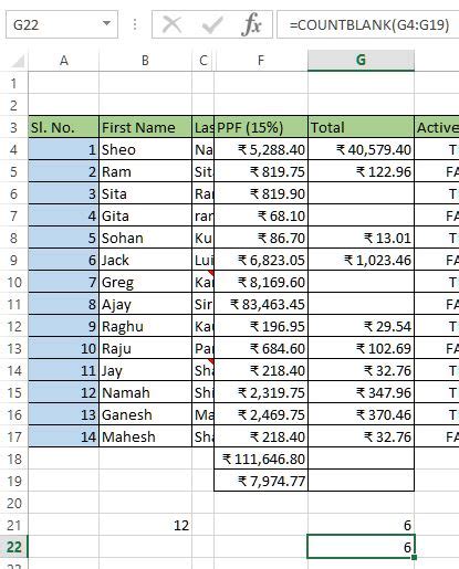 Count Blank And Non Blank Cells In Excel Tech Funda
