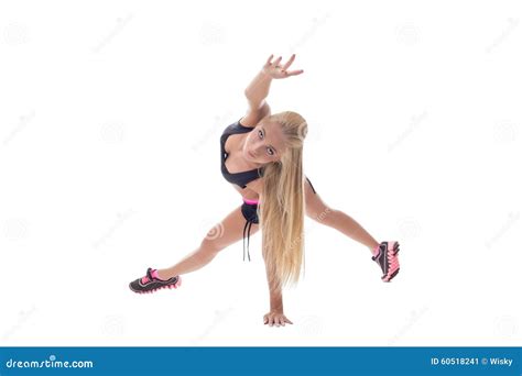 Fitness Attractive Blonde Posing Bent At Camera Stock Image Image Of