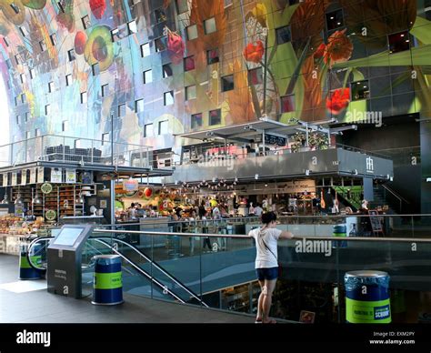 Colourful Interior Of The Rotterdamse Markthal Rotterdam Market Hall