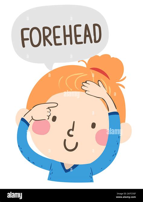 Illustration Of A Kid Girl Showing Pointing To And Saying Forehead As