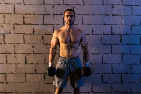 Kettlebell Man Pistol Squat Balance At Gym Stock Image Image Of Heavy
