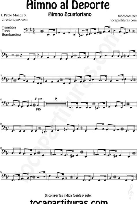 Diegosax Himno Al Deporte De Ecuador Partitura De Flauta Violín