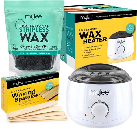 Mylee Professional Waxing Kit With Wax Heater Hard Wax Beads 500g Spatulas Stripless