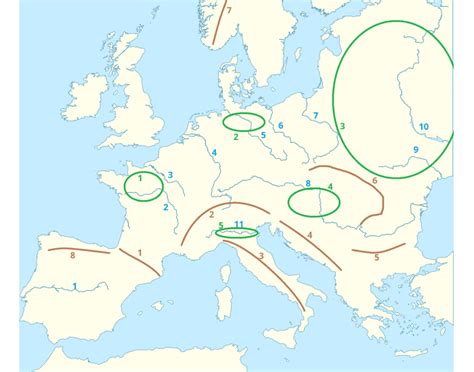 Řeky, hory, nížiny Evropy - Printable