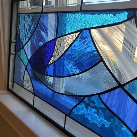 Stained Glass Ocean Waves 126WV 7 5 X 24 5 Etsy In 2021 Stained