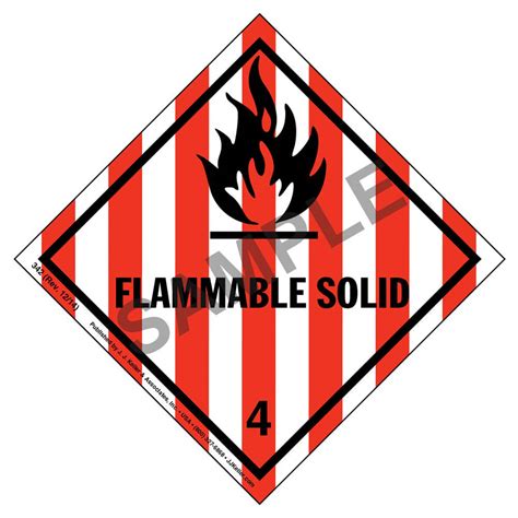 Stickers Placards Flammable Solid Safety Signs Safety Signs