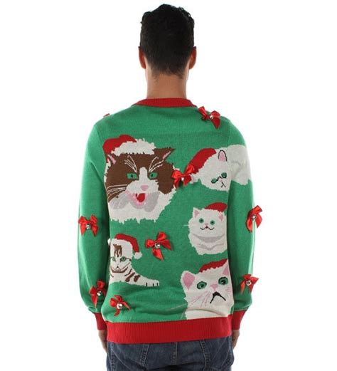 Mens Crazy Cat Man Ugly Christmas Sweater By Funny Cat Holiday Sweater