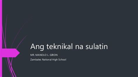 Ang Teknikal Bokasyunal Na Sulatin Sa Filipino Sa Piling Larang