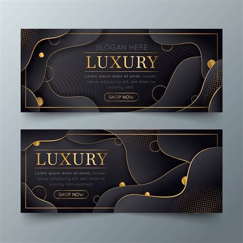 Premium Vector Gradient Golden Luxury Horizontal Banners Set