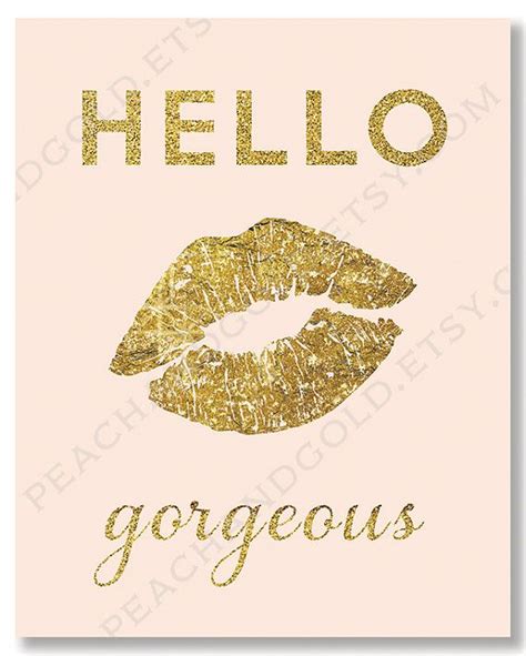 Blush Pink And Gold Wall Art Print Gold Lips Gold By Peachandgold Gold